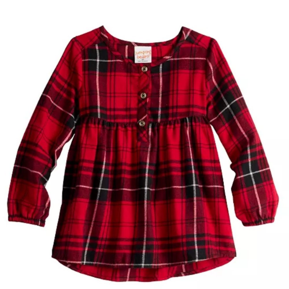 Toddler Girl Jumping Beans® High-Low Flannel Babydoll Top